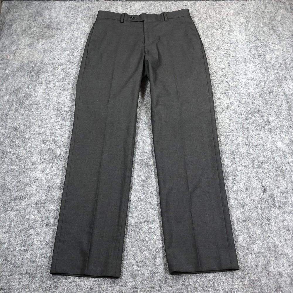 Calvin Klein Dress Pants Mens 29x30 Gray Flat Front Stretch Regular Fit Slacks